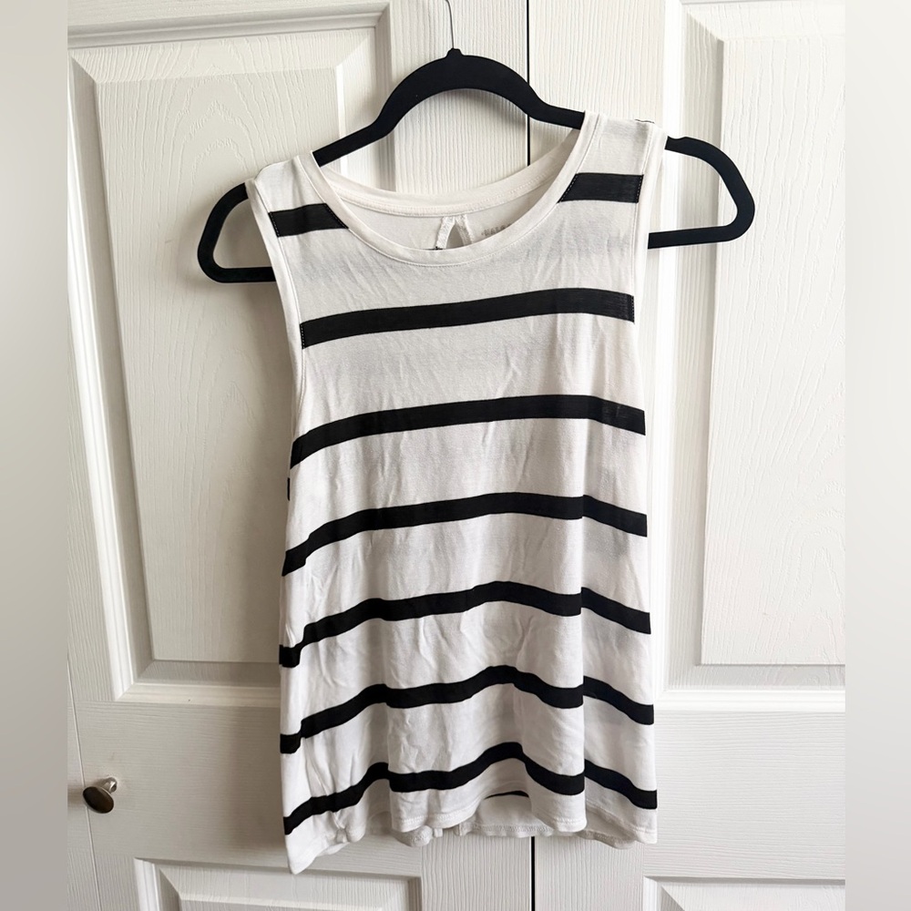 5 for $25! Halogen Black and White Striped Tank Top